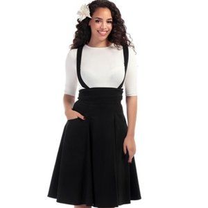 Collectif Suspender Swing Skirt - Black